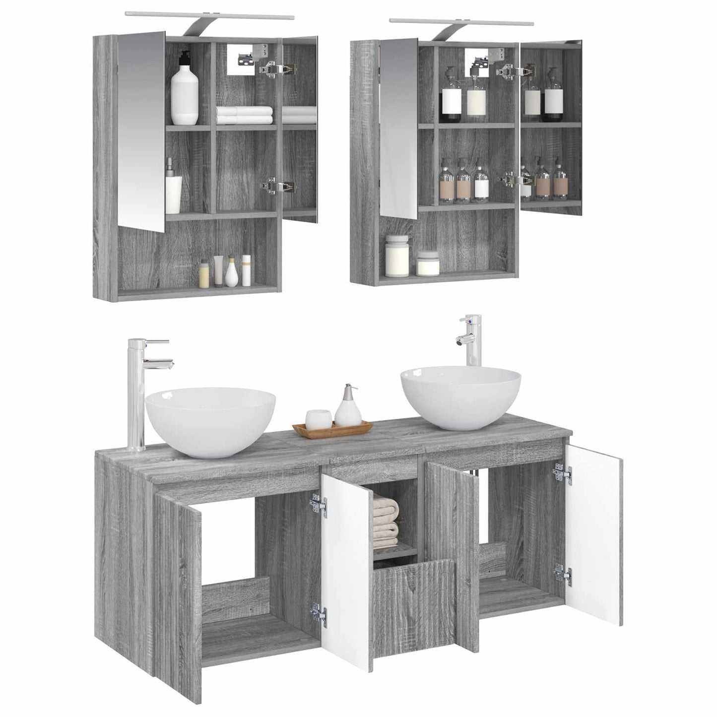 Bathroom Cabinet Set 5 pcs Grey Sonoma 50 x 14.5 x 70 cm