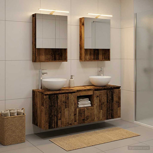 Bathroom Cabinet Set 5 pcs Old Wood 50 x 14.5 x 70 cm