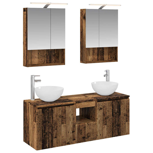 Bathroom Cabinet Set 5 pcs Old Wood 50 x 14.5 x 70 cm