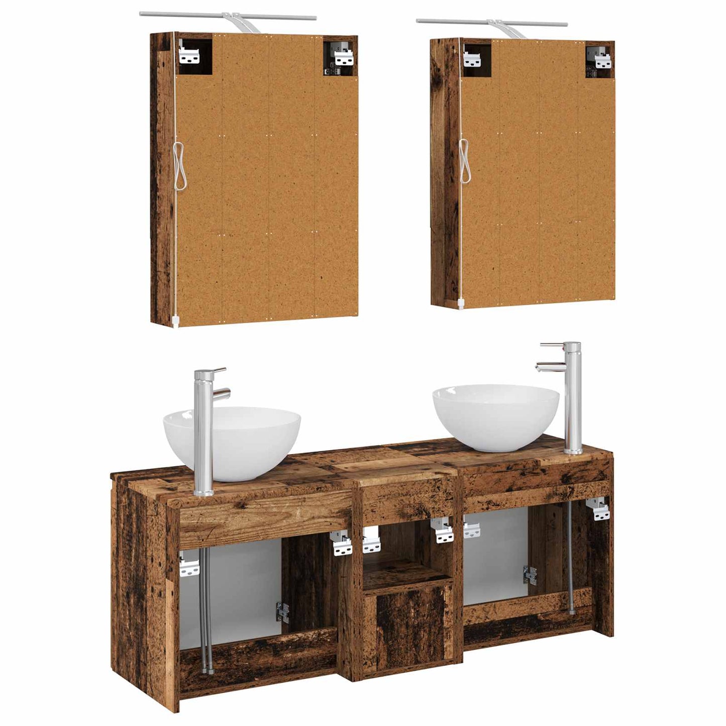 Bathroom Cabinet Set 5 pcs Old Wood 50 x 14.5 x 70 cm