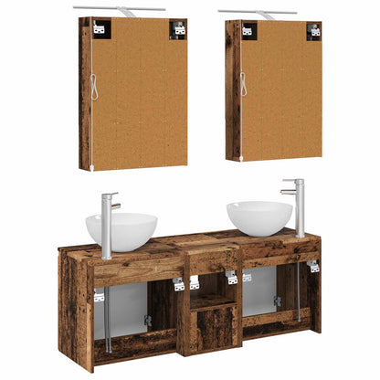 Bathroom Cabinet Set 5 pcs Old Wood 50 x 14.5 x 70 cm