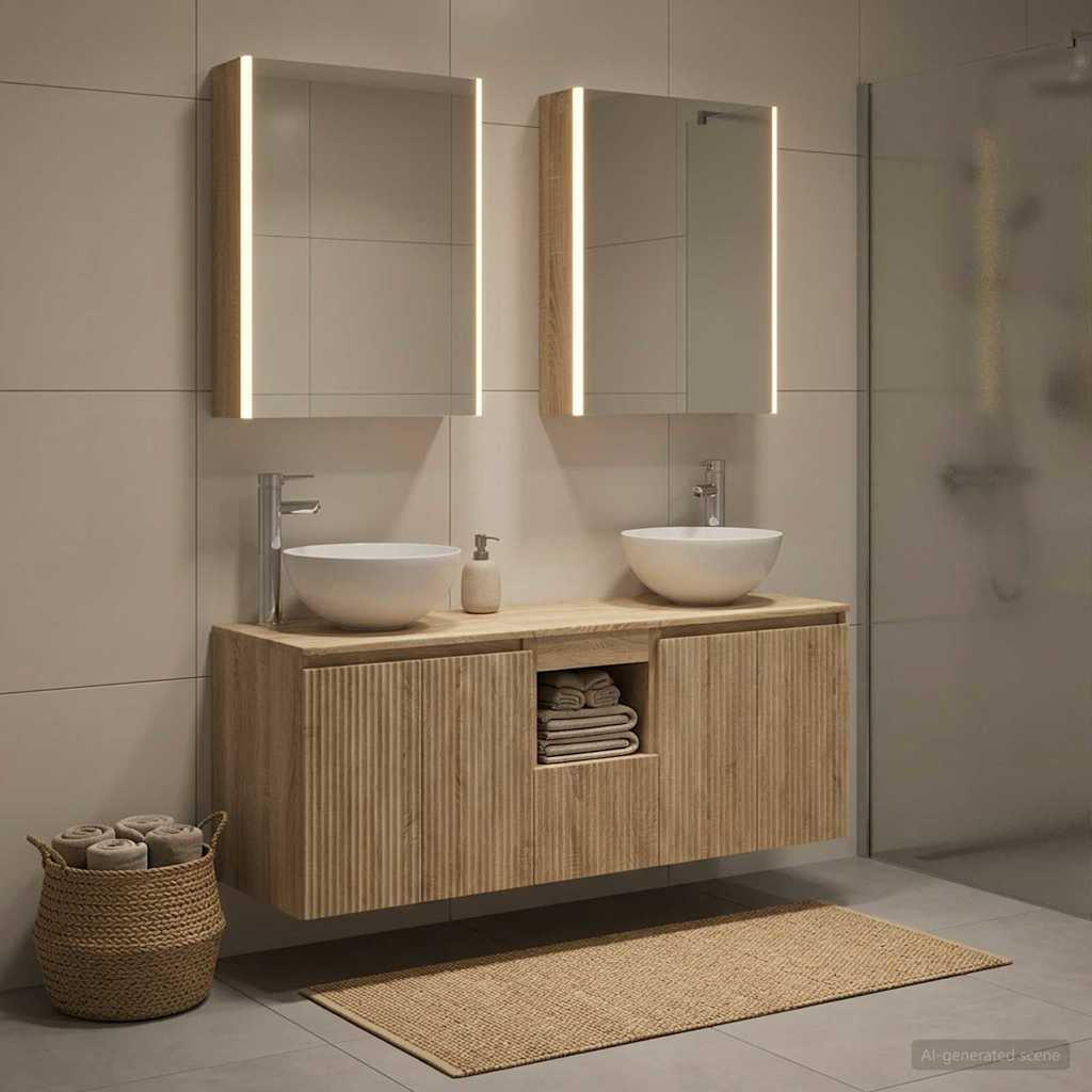 Bathroom Cabinet Set 5 pcs Sonoma Oak 53 x 15.5 x 70 cm