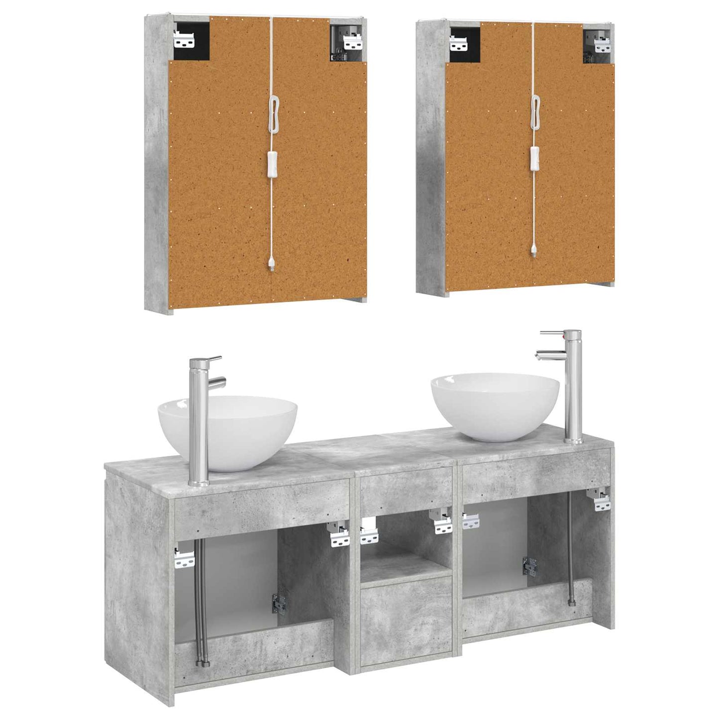 Bathroom Cabinet Set 5 pcs Concrete Grey 53 x 15.5 x 70 cm