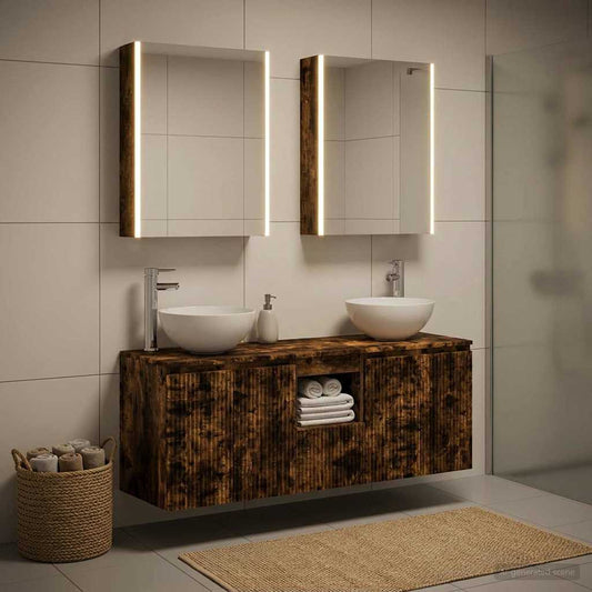 Bathroom Cabinet Set 5 pcs Smoked Oak 53 x 15.5 x 70 cm