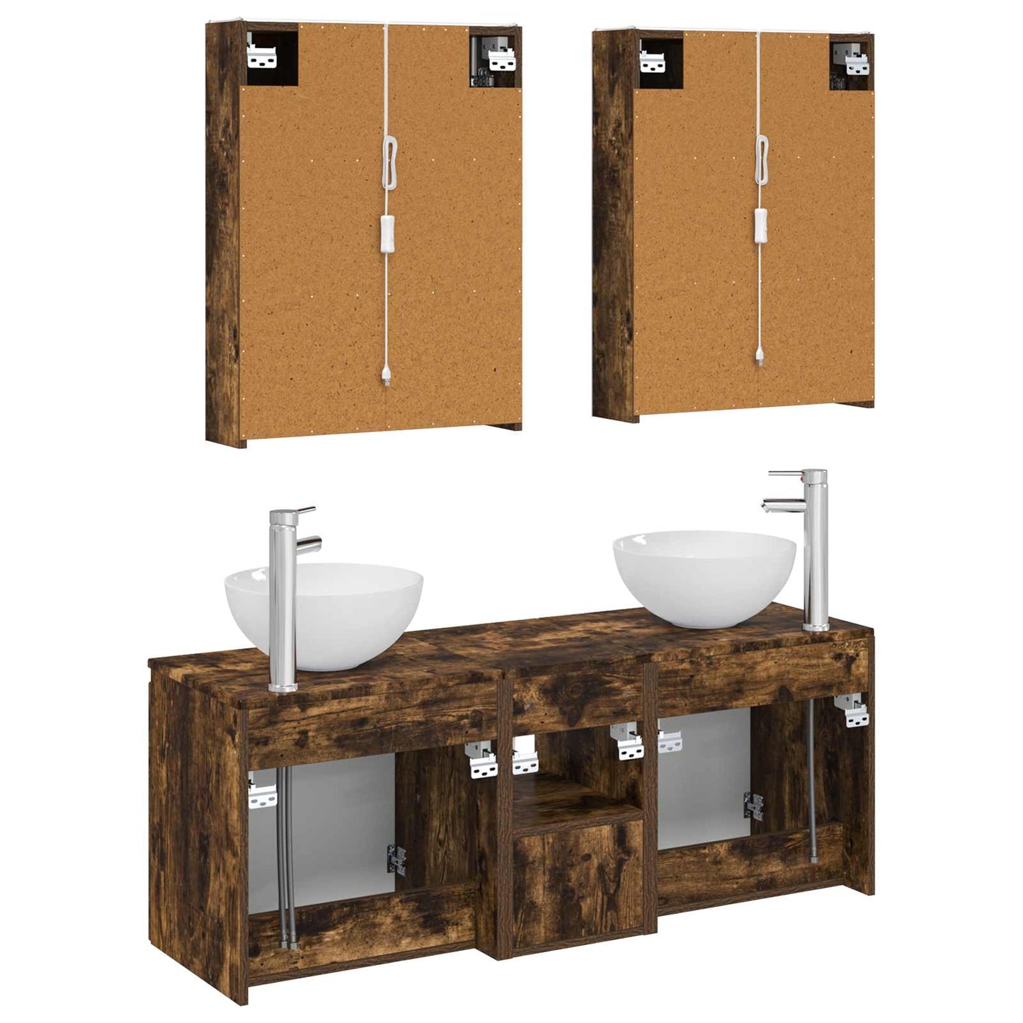 Bathroom Cabinet Set 5 pcs Smoked Oak 53 x 15.5 x 70 cm