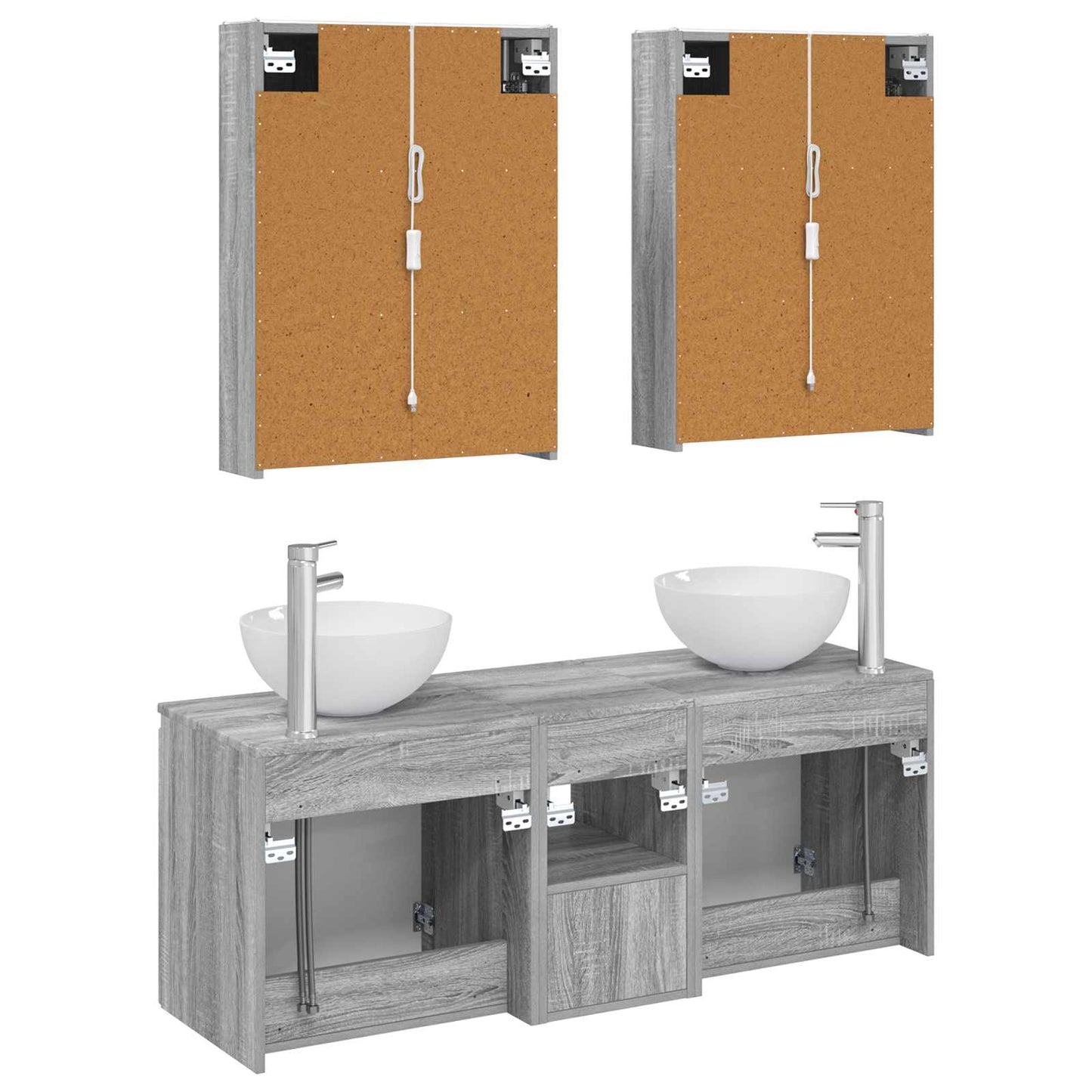 Bathroom Cabinet Set 5 pcs Grey Sonoma 53 x 15.5 x 70 cm