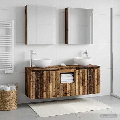 Bathroom Cabinet Set 5 pcs Old Wood 53 x 15.5 x 70 cm