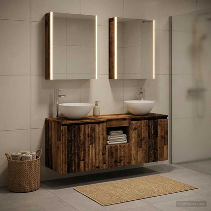 Bathroom Cabinet Set 5 pcs Old Wood 53 x 15.5 x 70 cm
