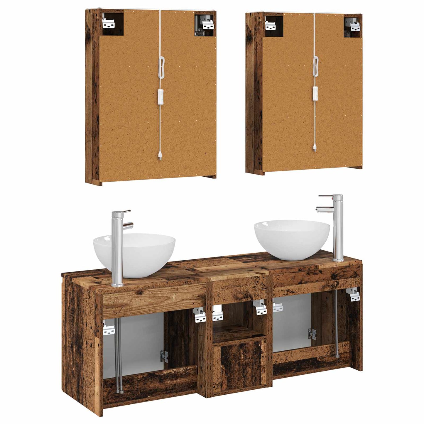 Bathroom Cabinet Set 5 pcs Old Wood 53 x 15.5 x 70 cm
