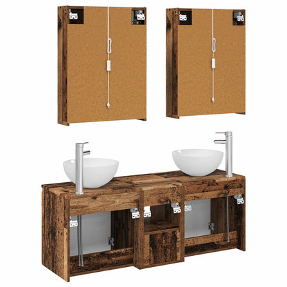 Bathroom Cabinet Set 5 pcs Old Wood 53 x 15.5 x 70 cm