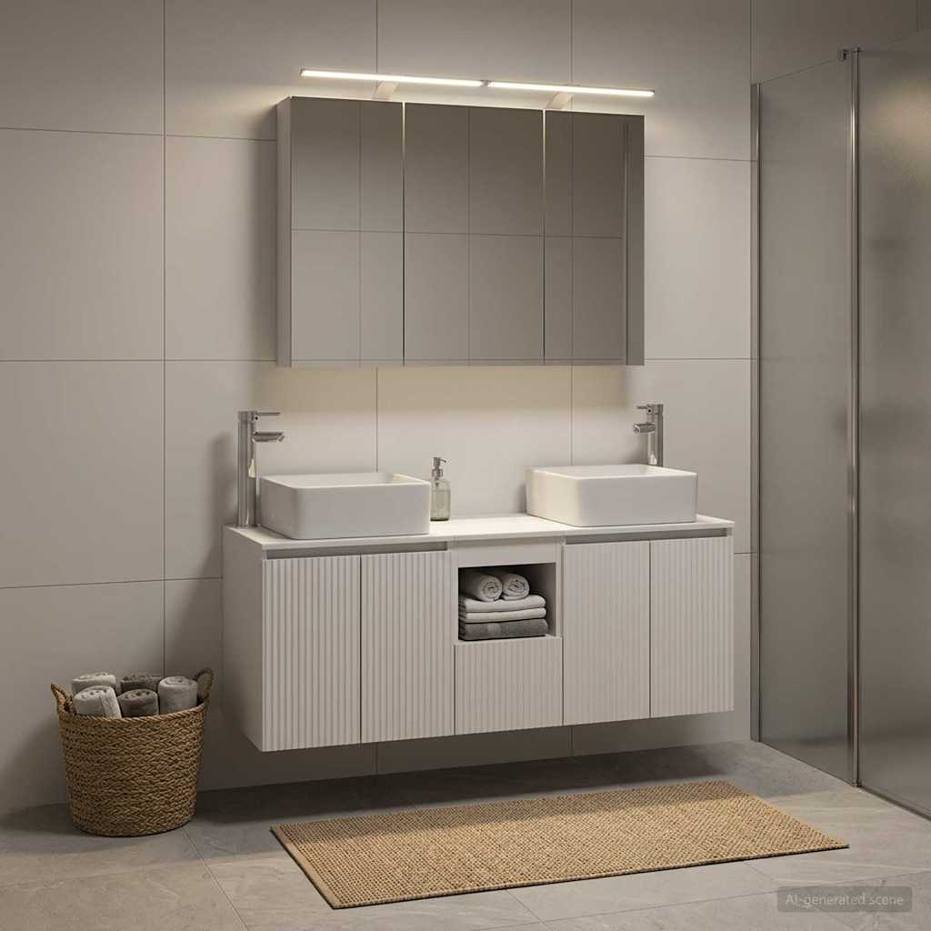 Bathroom Cabinet Set 4 pcs White 100 x 14.5 x 70 cm
