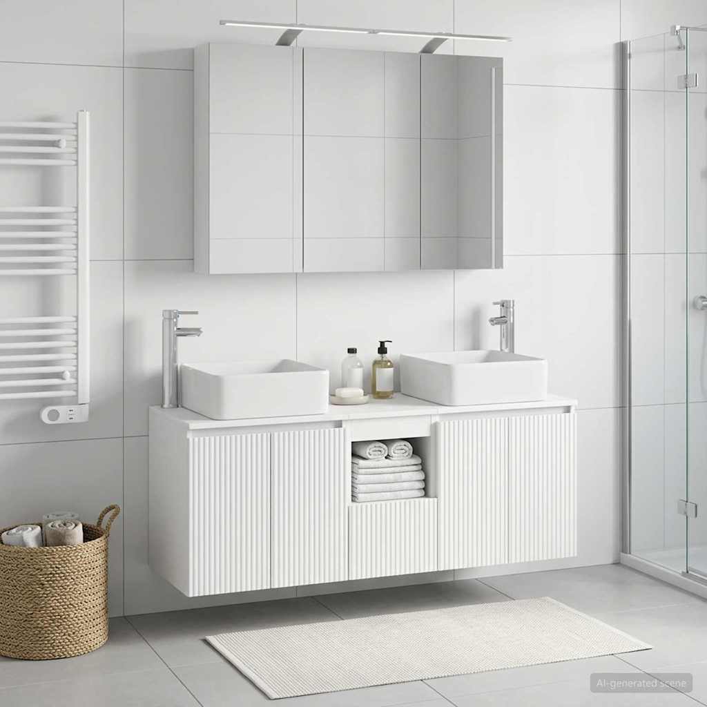 Bathroom Cabinet Set 4 pcs White 100 x 14.5 x 70 cm