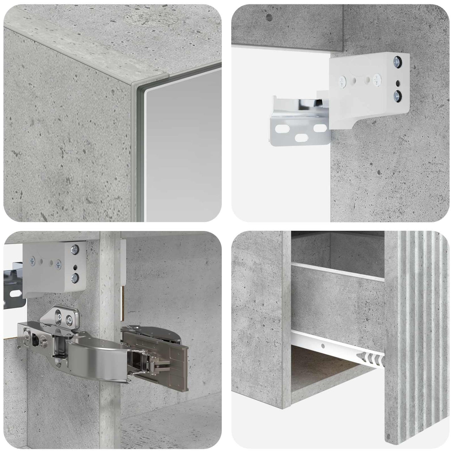 Bathroom Cabinet Set 4 pcs Concrete Grey 100 x 14.5 x 70 cm