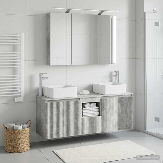 Bathroom Cabinet Set 4 pcs Concrete Grey 100 x 14.5 x 70 cm