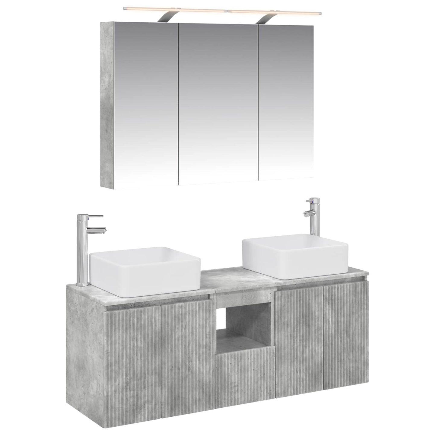 Bathroom Cabinet Set 4 pcs Concrete Grey 100 x 14.5 x 70 cm