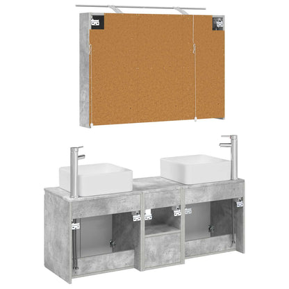 Bathroom Cabinet Set 4 pcs Concrete Grey 100 x 14.5 x 70 cm