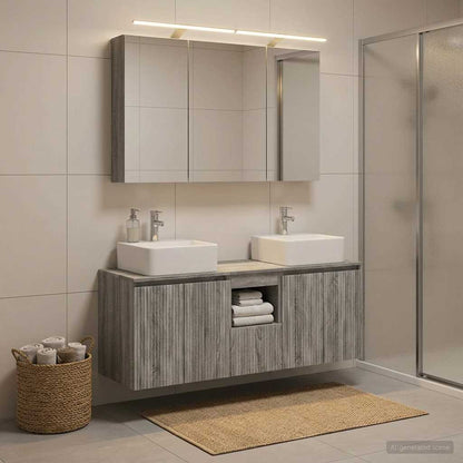 Bathroom Cabinet Set 4 pcs Grey Sonoma 100 x 14.5 x 70 cm