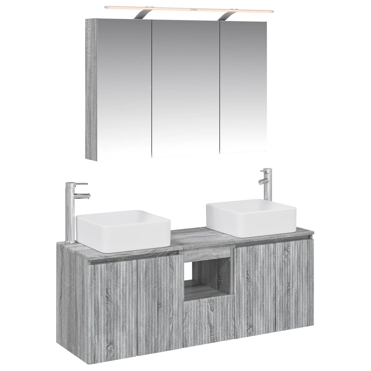 Bathroom Cabinet Set 4 pcs Grey Sonoma 100 x 14.5 x 70 cm
