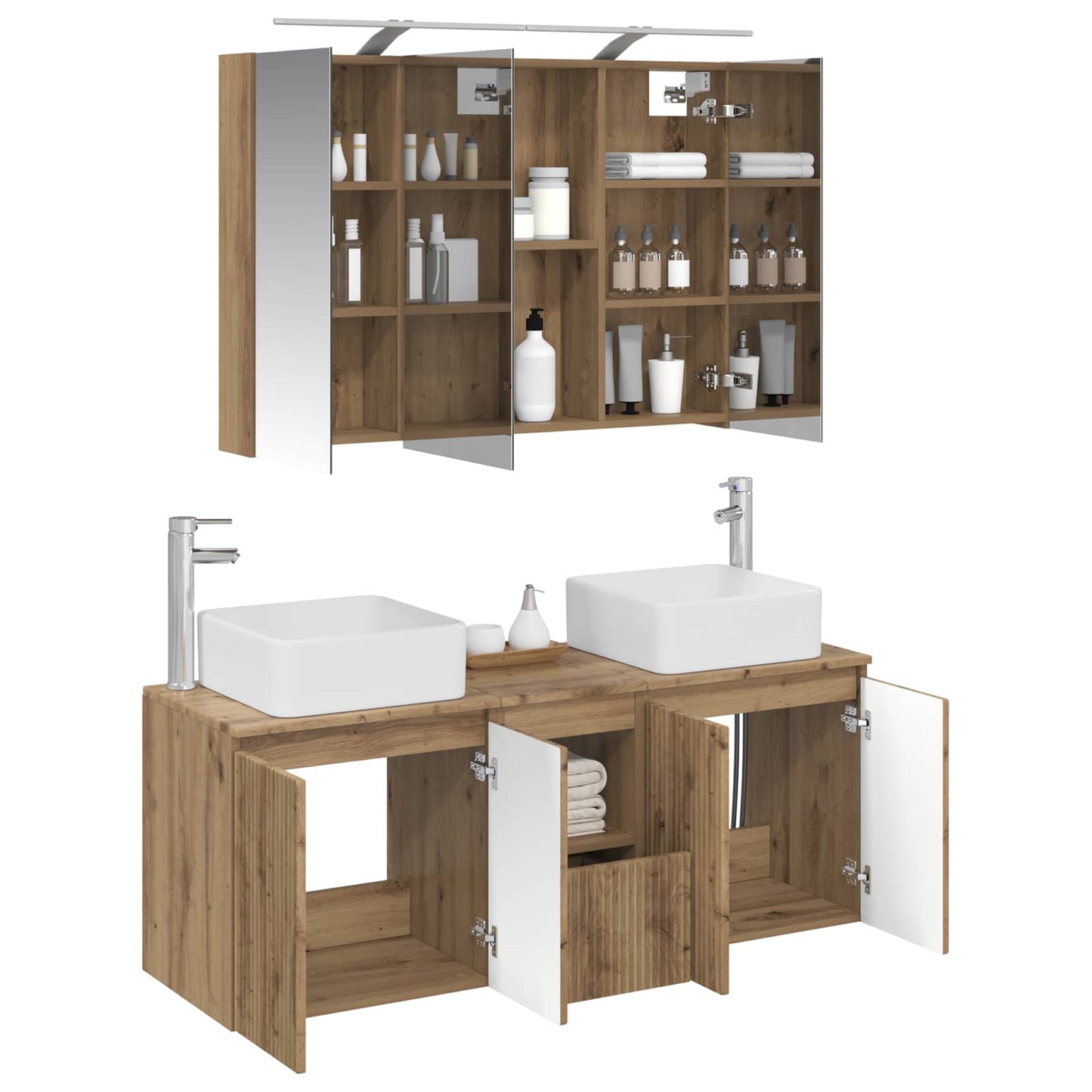 Bathroom Cabinet Set 4 pcs Artisan Oak 100 x 14.5 x 70 cm