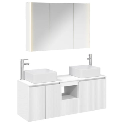 Bathroom Cabinet Set 4 pcs White Engineered Wood