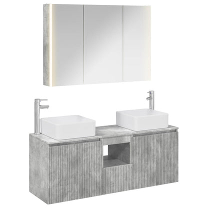 Bathroom Cabinet Set 4 pcs Concrete Grey Engineered Wood