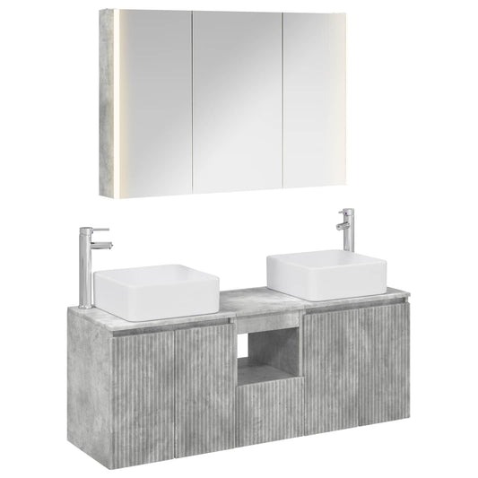 Bathroom Cabinet Set 4 pcs Concrete Grey Engineered Wood