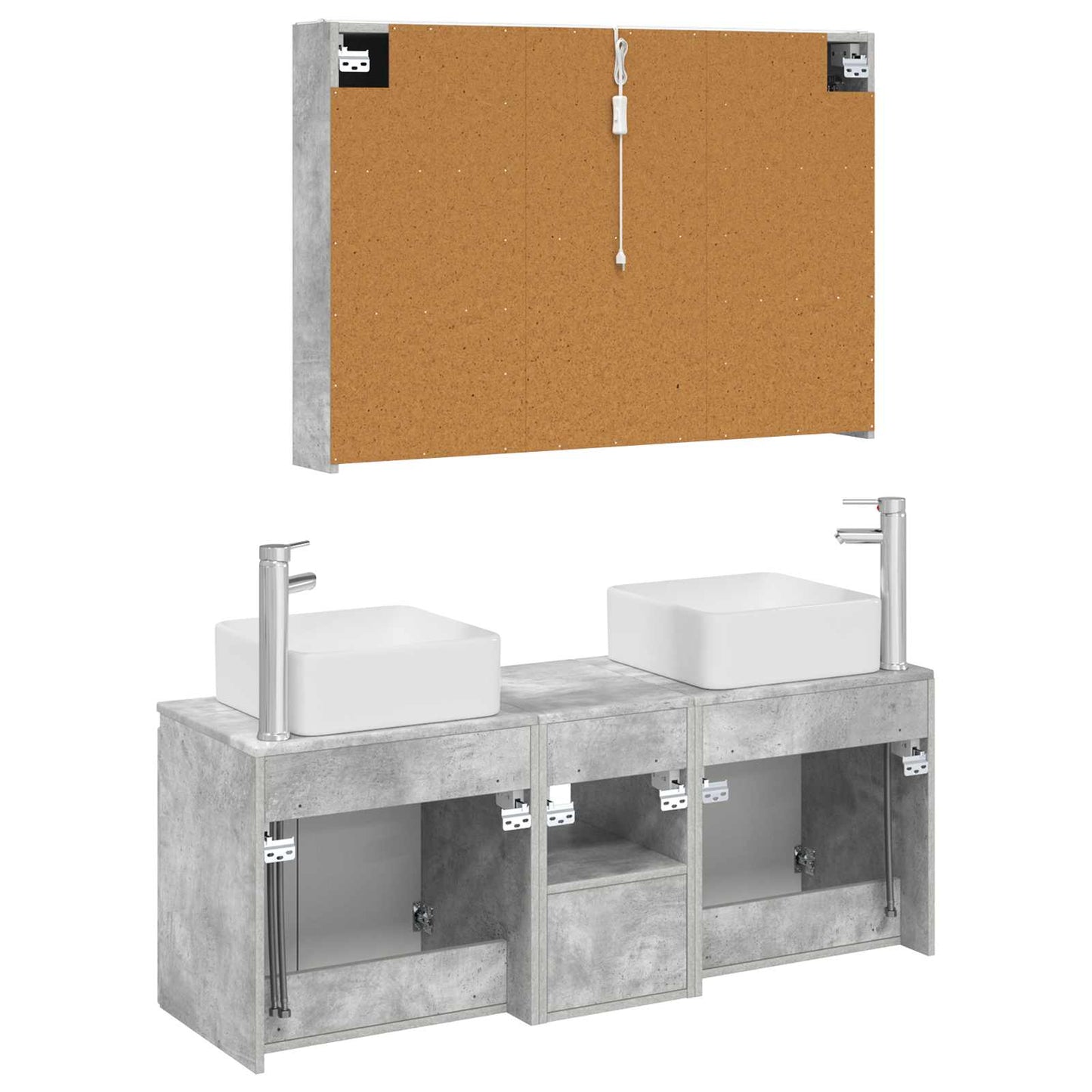 Bathroom Cabinet Set 4 pcs Concrete Grey Engineered Wood