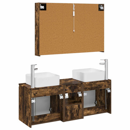 Bathroom Cabinet Set 4 pcs Smoked Oak Engineered Wood