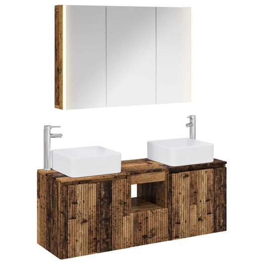 Bathroom Cabinet Set 4 pcs Old Wood Engineered Wood