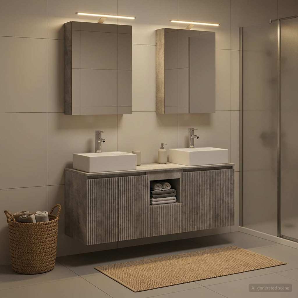 Bathroom Cabinet Set 5 pcs Concrete Grey Engineered Wood