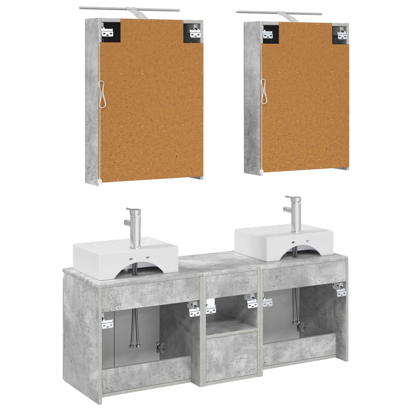 Bathroom Cabinet Set 5 pcs Concrete Grey Engineered Wood