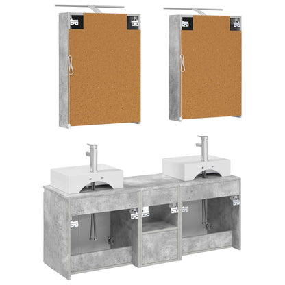 Bathroom Cabinet Set 5 pcs Concrete Grey Engineered Wood