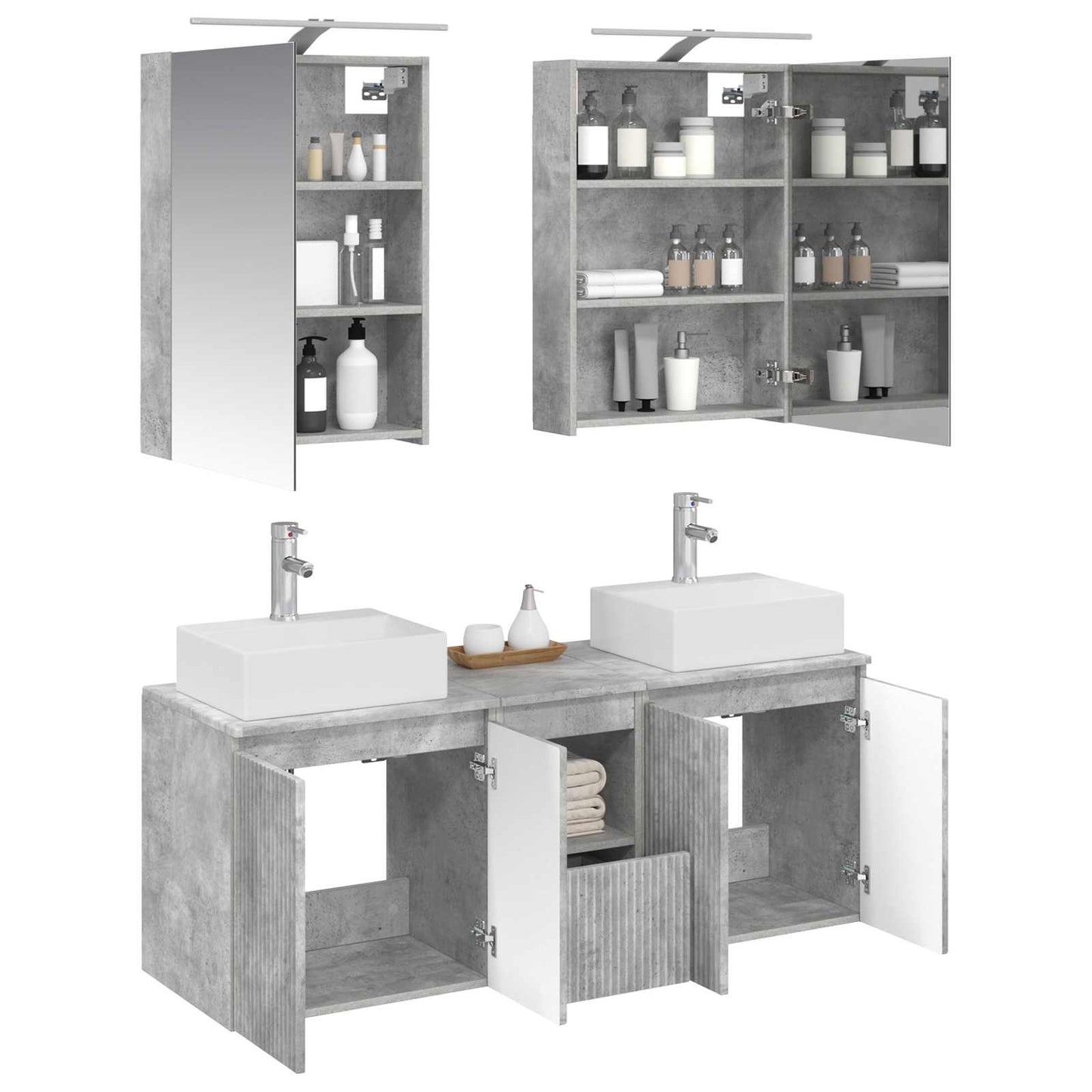 Bathroom Cabinet Set 5 pcs Concrete Grey Engineered Wood