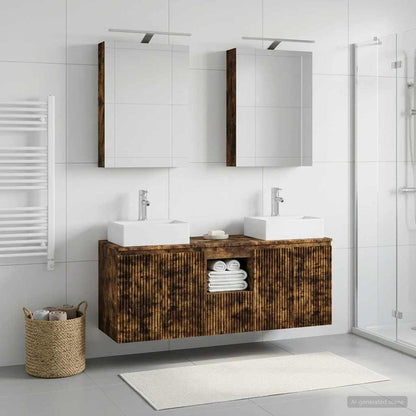 Bathroom Cabinet Set 5 pcs Smoked Oak Engineered Wood
