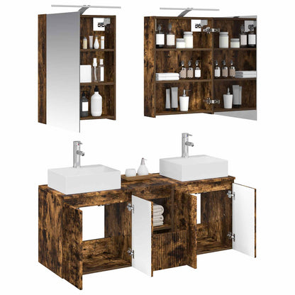 Bathroom Cabinet Set 5 pcs Smoked Oak Engineered Wood