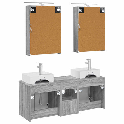 Bathroom Cabinet Set 5 pcs Grey Sonoma Engineered Wood