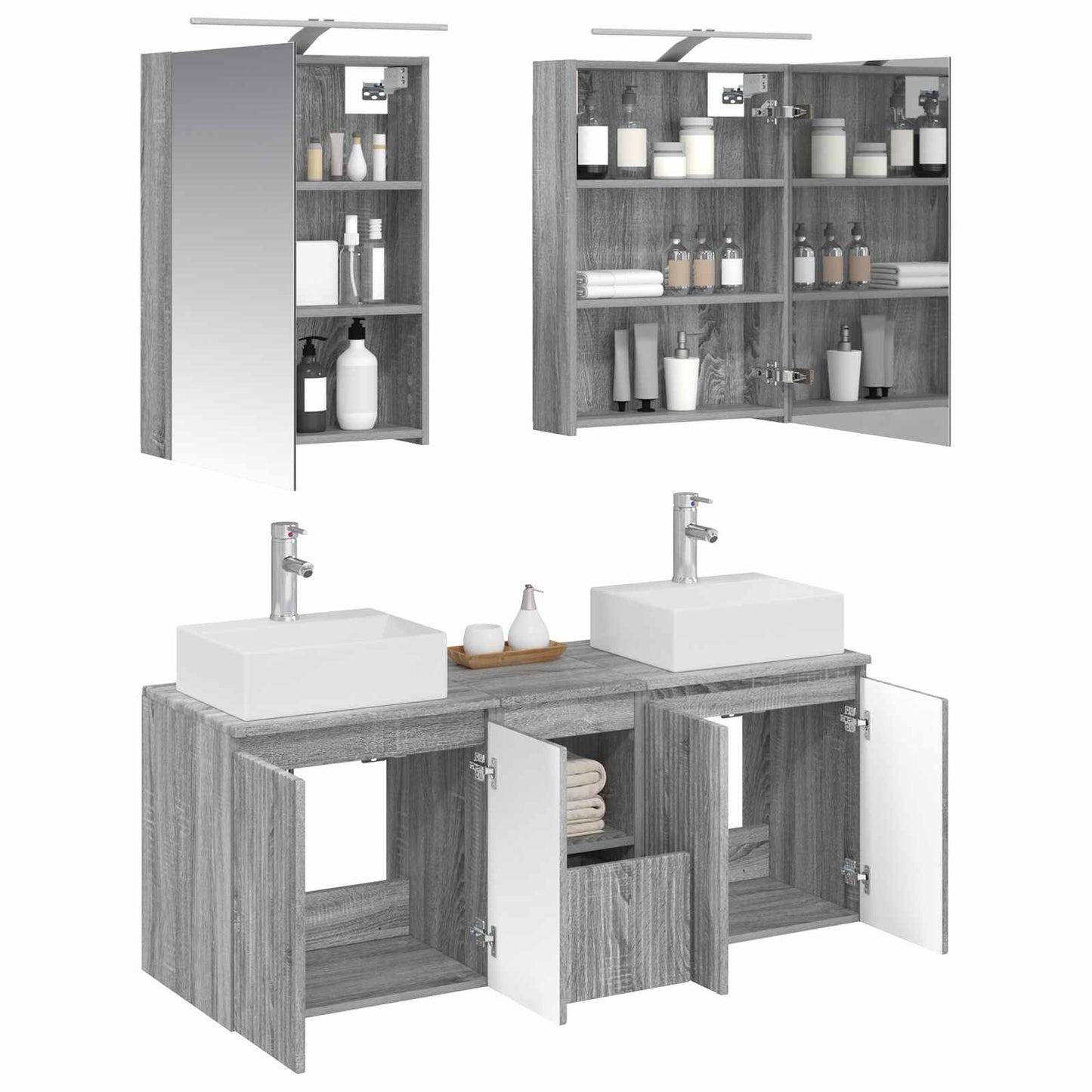 Bathroom Cabinet Set 5 pcs Grey Sonoma Engineered Wood