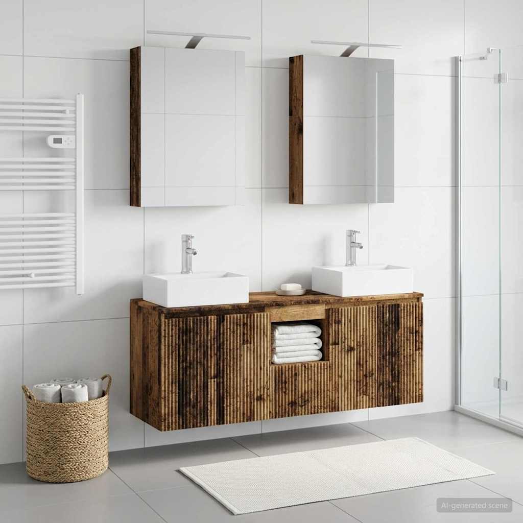 Bathroom Cabinet Set 5 pcs Old Wood Engineered Wood