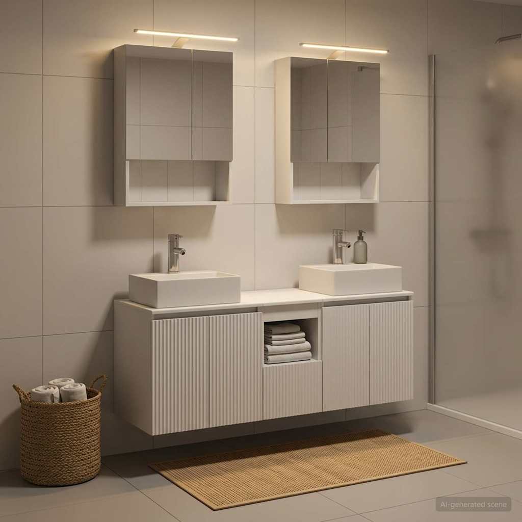 Bathroom Cabinet Set 5 pcs White Engineered Wood