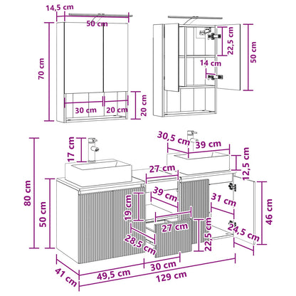 Bathroom Cabinet Set 5 pcs White Engineered Wood