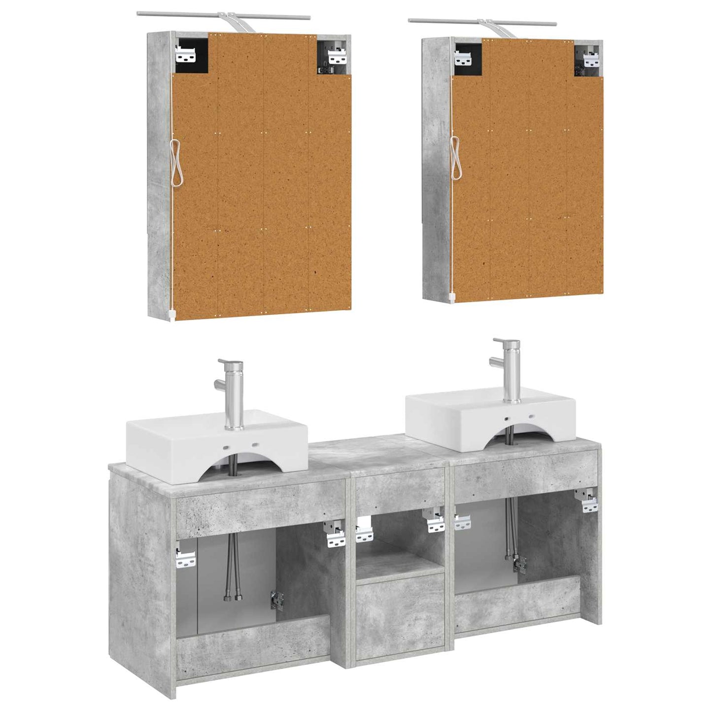 Bathroom Cabinet Set 5 pcs Concrete Grey Engineered Wood