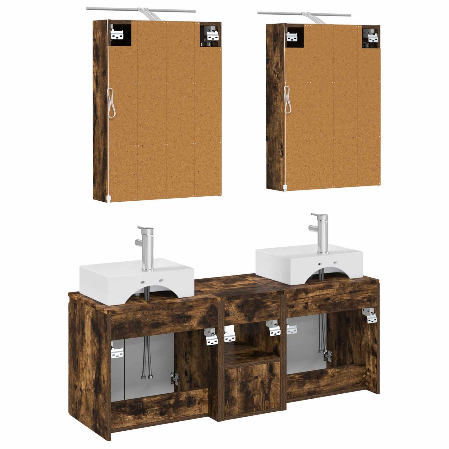 Bathroom Cabinet Set 5 pcs Smoked Oak Engineered Wood