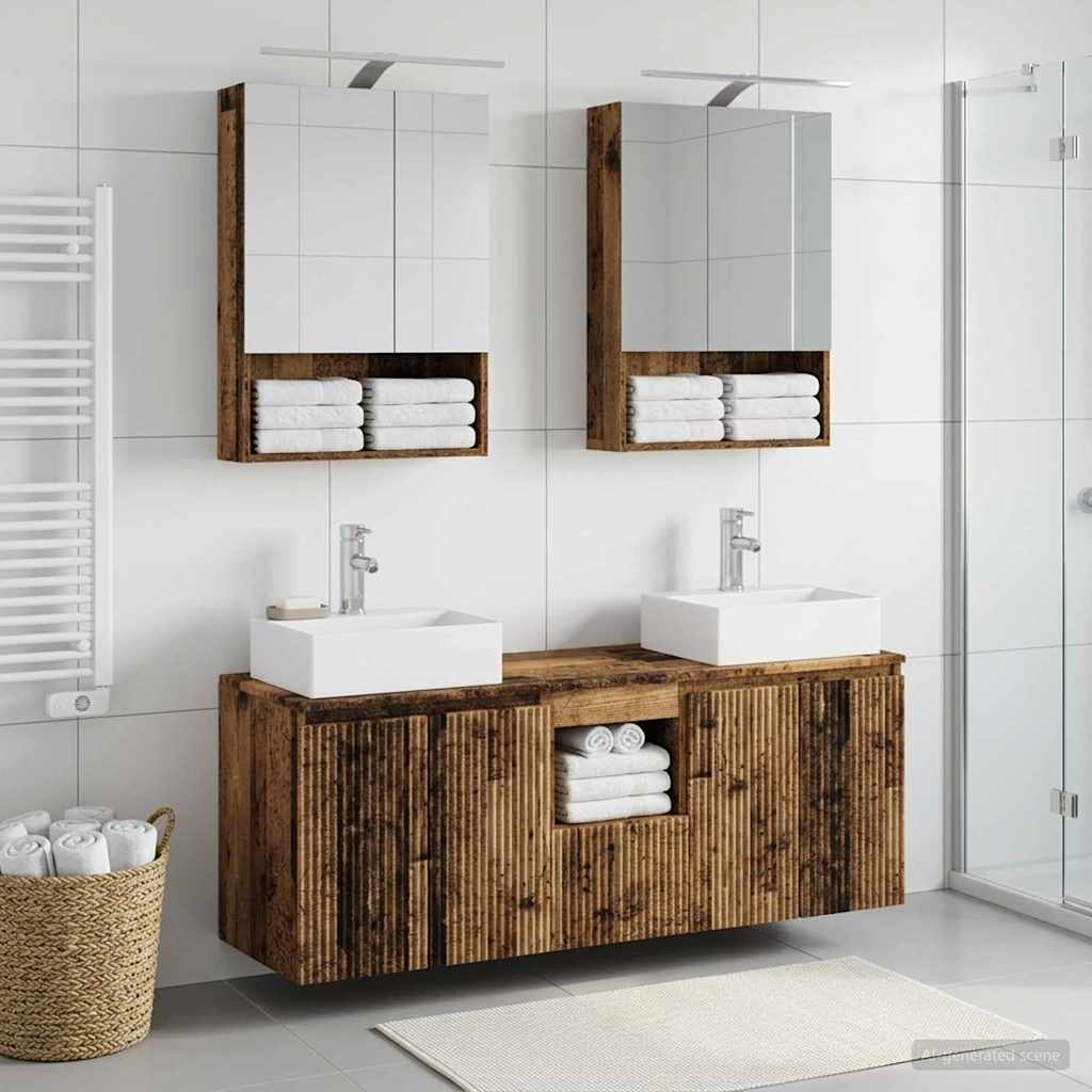 Bathroom Cabinet Set 5 pcs Old Wood Engineered Wood