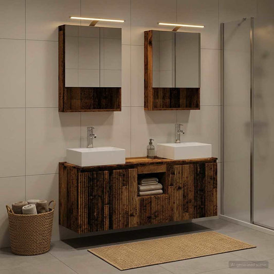 Bathroom Cabinet Set 5 pcs Old Wood Engineered Wood