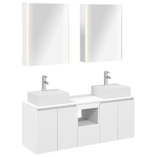 Bathroom Cabinet Set 5 pcs White Engineered Wood