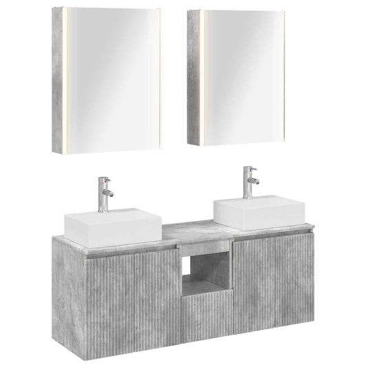 Bathroom Cabinet Set 5 pcs Concrete Grey Engineered Wood