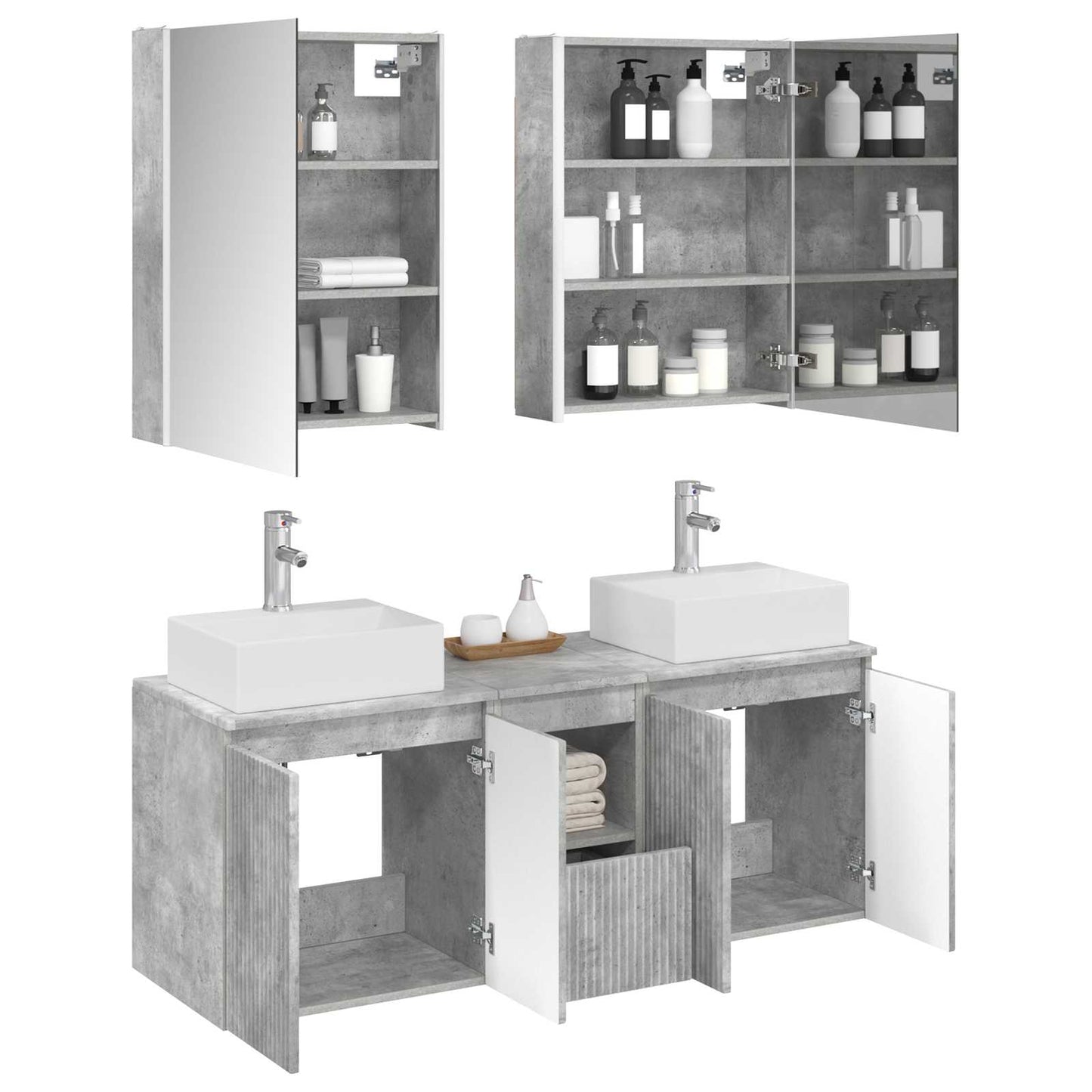 Bathroom Cabinet Set 5 pcs Concrete Grey Engineered Wood