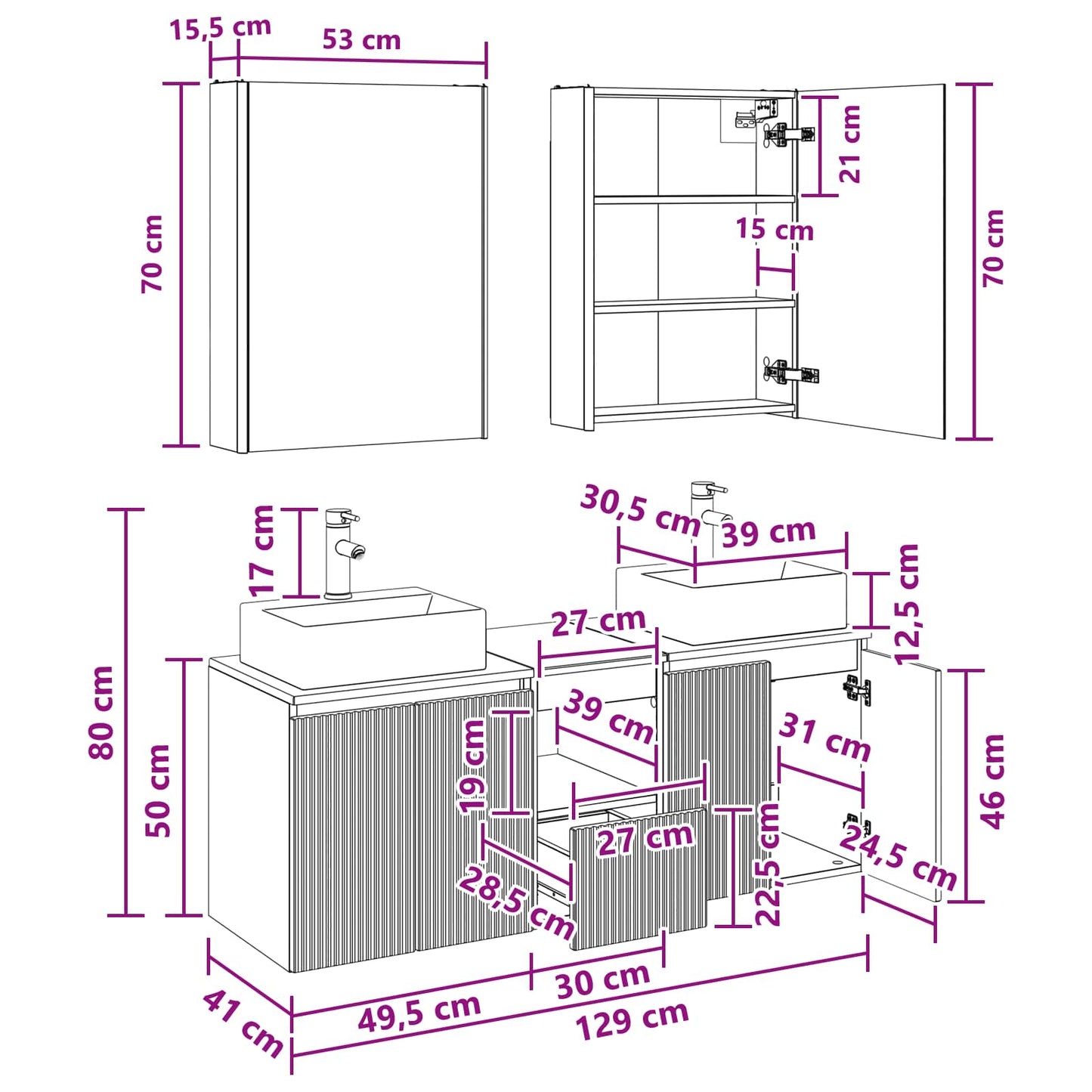 Bathroom Cabinet Set 5 pcs Grey Sonoma Engineered Wood