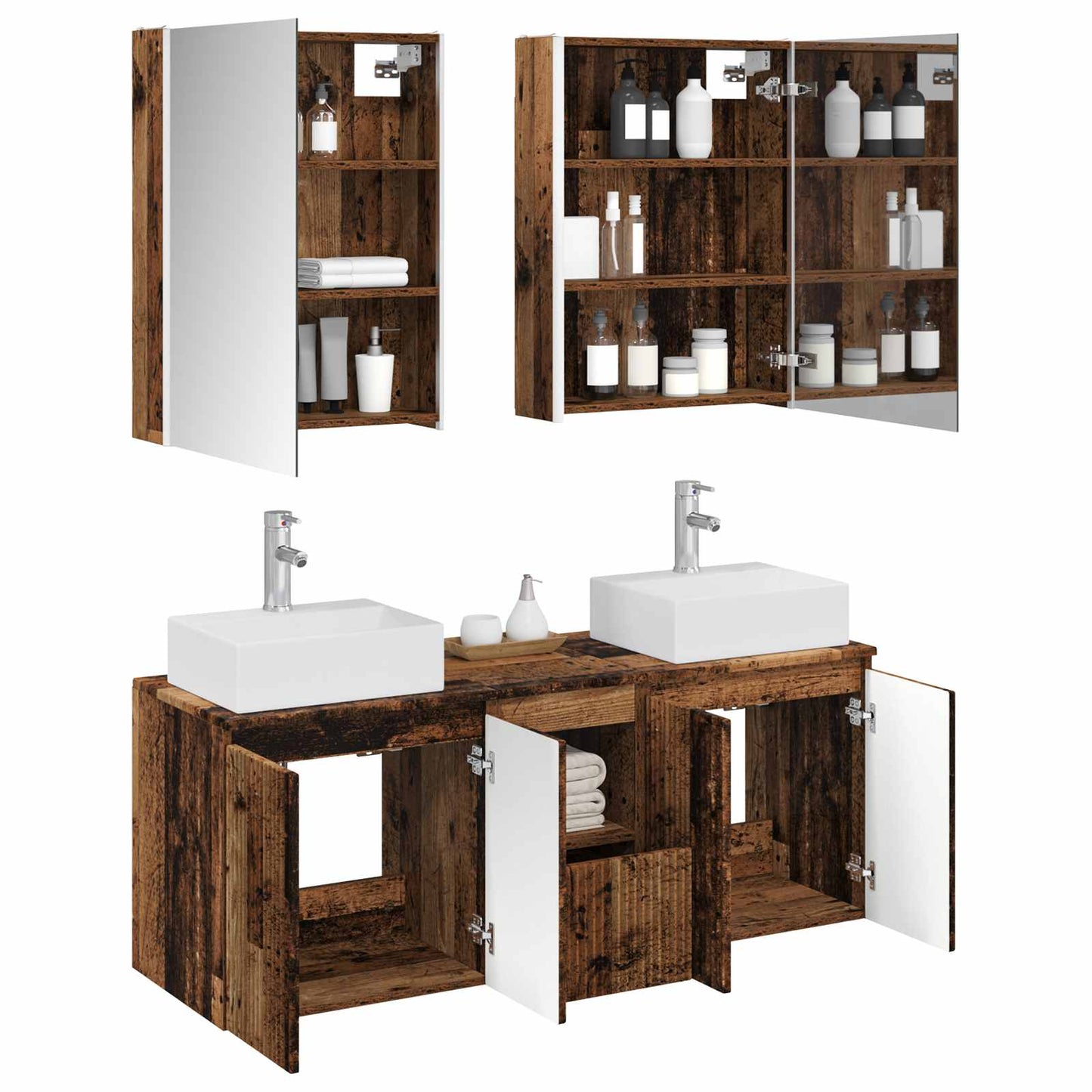 Bathroom Cabinet Set 5 pcs Old Wood Engineered Wood