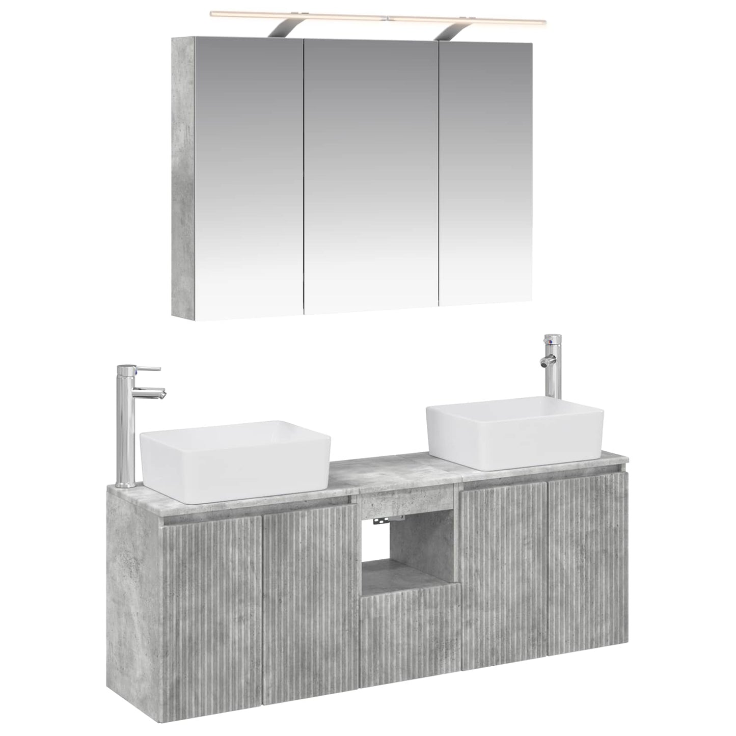 Bathroom Cabinet Set 4 pcs Concrete Grey Engineered Wood